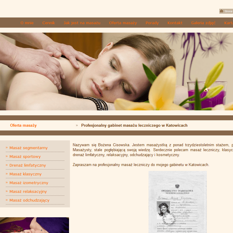 Masaże lecznicze, relaksacyjne i odchudzające